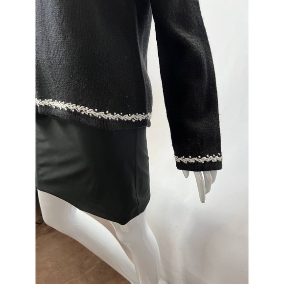 Charter Club Womens Pullover Sweater Black White Nordic Fair Isle Long Sleeve M - Picture 8 of 12